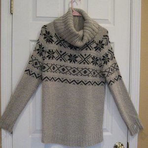 Long Sleeve Fair Isle Turtleneck Sweater Tunic Sz  S/M